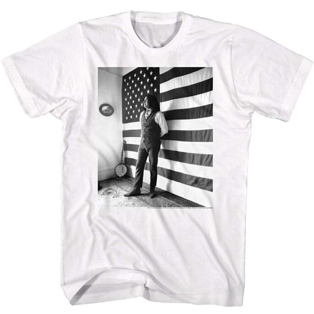 Jerry Garcia Star-Spangled Flag Grateful Dead Graphic T-Shirt Rock Music Tee